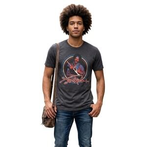 Authentic Hendrix Mens 1969 Tour Graphic T-Shirt Charcoal Heather Small S